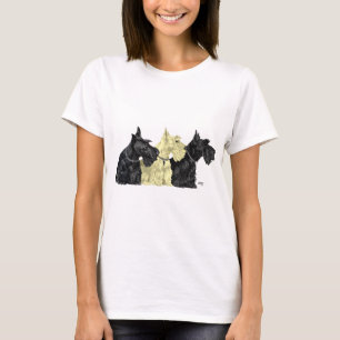 Svarta och vete färgade skotska terrier tee shirt