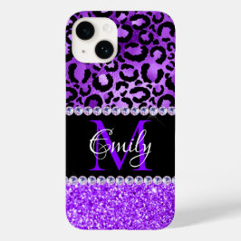 Svarta och violetta leopardfläckar Glam Monogram