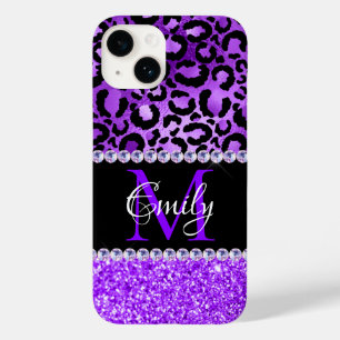 Svarta och violetta leopardfläckar Glam Monogram