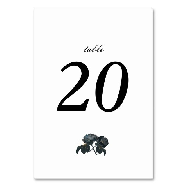 Svarta och Vit ros Bröllop Bordsnumret Bordsnummer (Framsidan)