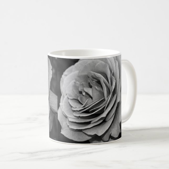 Svarta och Vit ros-kaffe Mugg (Framsida höger)