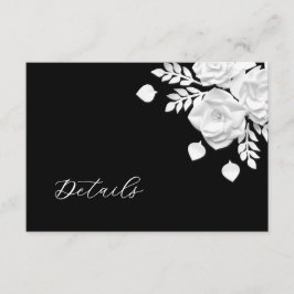 Svarta och vita 3D-blommor Bröllopsdetaljer Tilläggskort