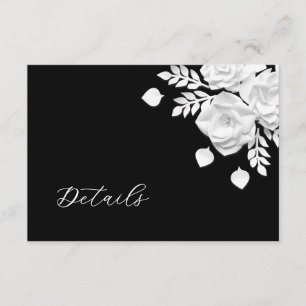 Svarta och vita 3D-blommor Bröllopsdetaljer Tilläggskort