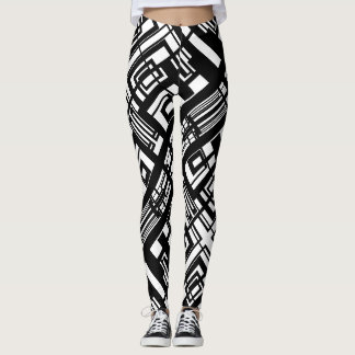 Svarta och vita abstrakta Leggings