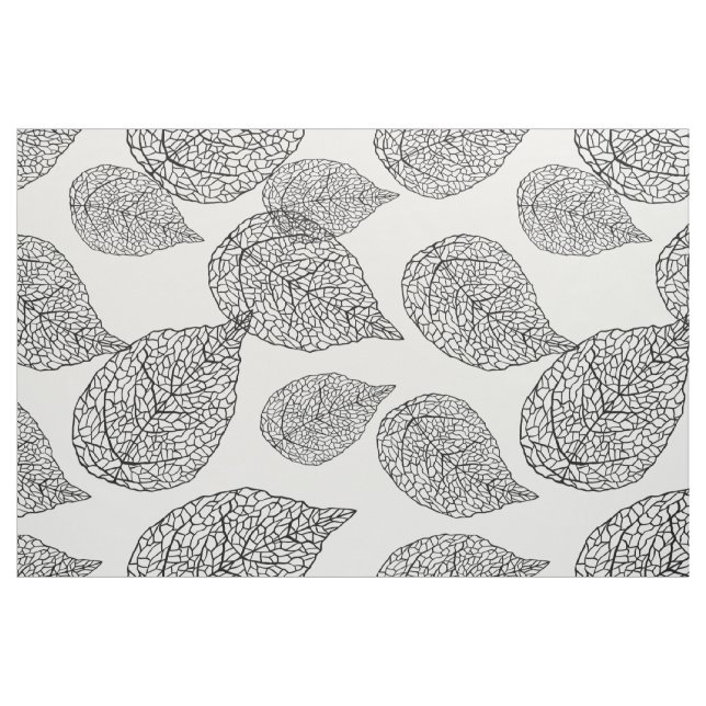 Svarta och vita Abstrakten Blad Mönster Tyg (Fat Quarter)