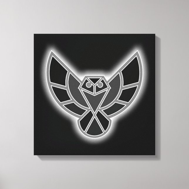 Svarta och vita Abstrakten Uggla under flygning Canvastryck (Framsida)