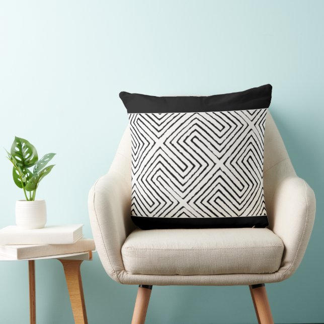 Svarta och vita afrikanska Lera Trasa mönster Kudde (Stol)