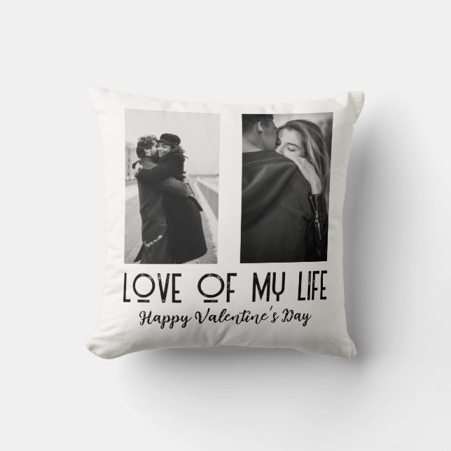 Svarta och vita Alla hjärtans dag Kudde (Framsida)