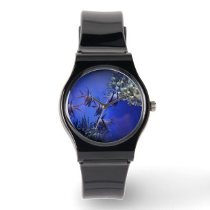 Svarta och vita Angelfish i Deep Blue Sea Armbandsur