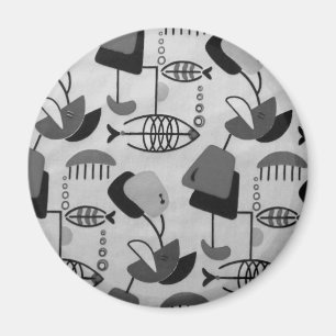 Svarta och vita atomrundans Mönster Magnet