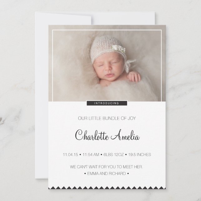 Svarta och vita Baby-meddelanden för pojke eller f Meddelande (Framsida)