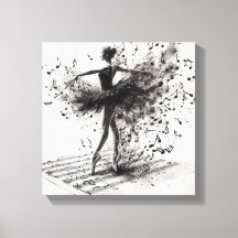 Svarta och vita balettskor på sträckt canvas