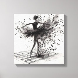 Svarta och vita balettskor på sträckt canvas