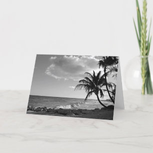 Svarta och vita Barbados Handflatan Träd Beach - b Kort
