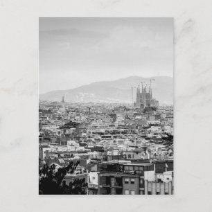 Svarta och vita Barcelona Vykort