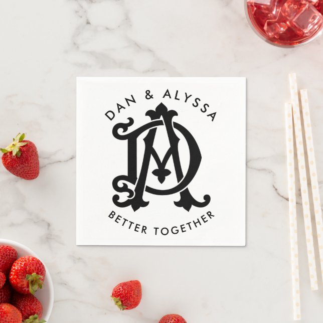 Svarta och vita bättre tillsammans pappersservett (Insitu)