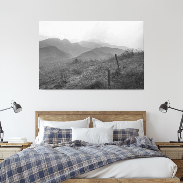 Svarta och vita bergsytor. canvastryck (Insitu (sovrum))
