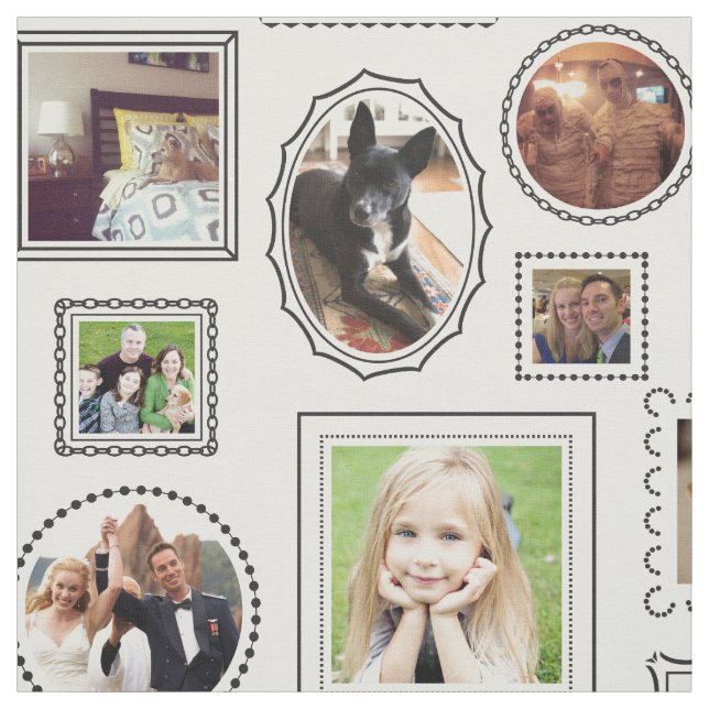 Svarta och vita Bild Ram Mönster Tyg (Provkarta)