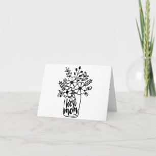 Svarta och vita blommiga kort för mors dag