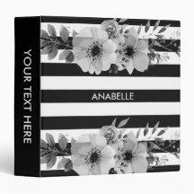 Svarta och vita blommiga ränder