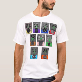 Svarta och vita blommor i svarta vaser t shirt