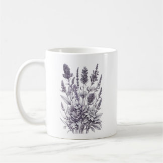 Svarta och vita blommor kaffemugg