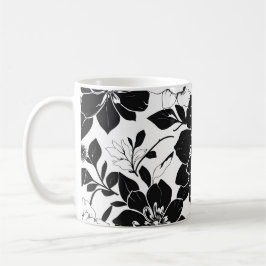 Svarta och vita blommor kaffemugg