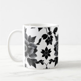Svarta och vita blommor kaffemugg