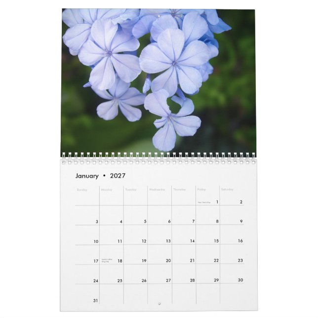 svarta och vita blommor kalender (Jan 2027)