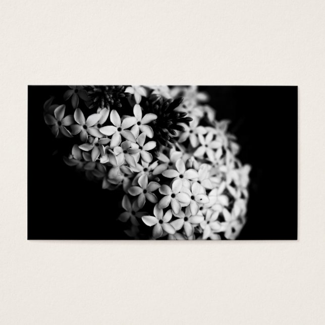 svarta och vita blommor visitkort (Framsidan)
