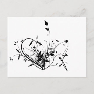 Svarta och vita blommor vykort