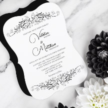Svarta och vita blomsterproducerande Bröllop