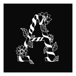 Svarta och vita Brev ’A’ med Väntblommor Fototryck