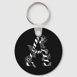 Svarta och vita Brev ’A’ med Väntblommor Nyckelring