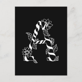 Svarta och vita Brev ’A’ med Väntblommor Vykort