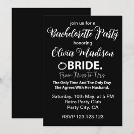 Svarta och vita brider som ska vara Bachelorette P Inbjudningar