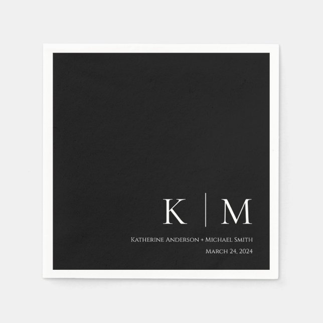 Svarta och vita-Bröllop- Pappersservett (Framsidan)