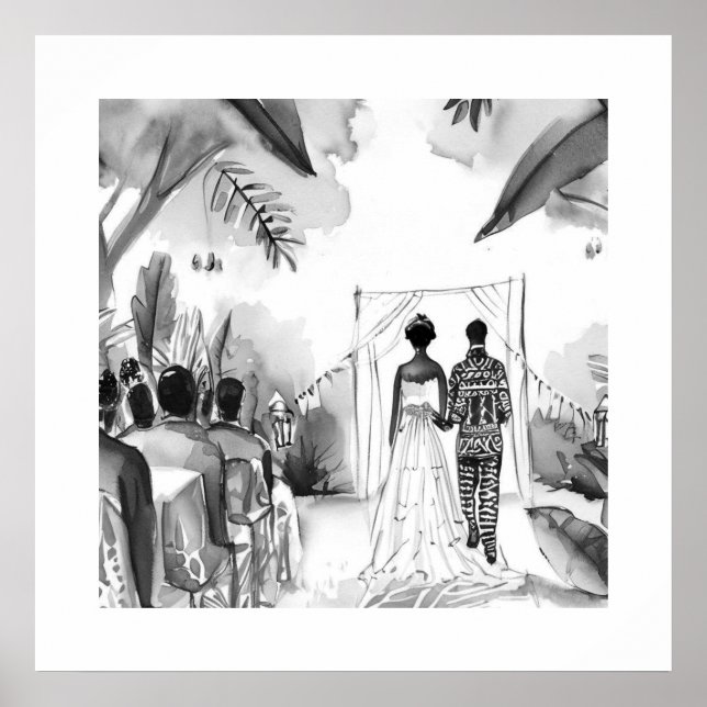 Svarta och vita Bröllop Poster (Framsidan)