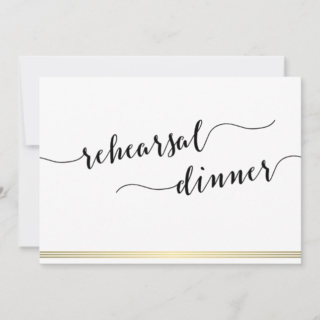 Svarta och vita Bröllop-rehearsal Inbjudan Guld (Framsida)