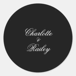 Svarta och vita Bröllop Runt Klistermärke