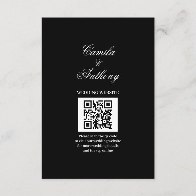Svarta och vita Bröllop Tilläggskort (Framsida)