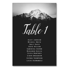 Svarta och vita bröllop under bergen bordsnummer