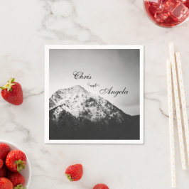 Svarta och vita bröllop under bergen pappersservett