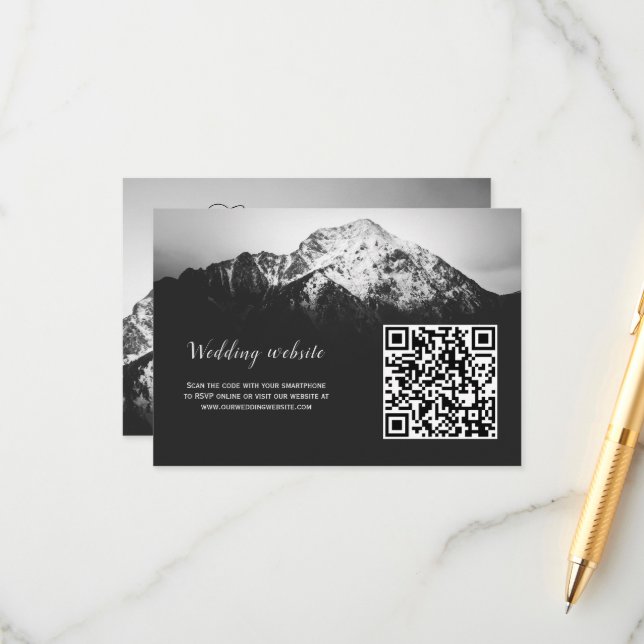 Svarta och vita bröllop under bergen tilläggskort (Fram/Back In Situ)