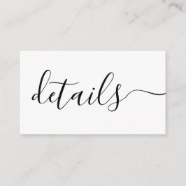 Svarta och vita bröllopsdetaljer anpassade tilläggskort