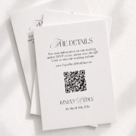 Svarta och Vita Bröllopsdetaljer Qr-kod Tilläggskort