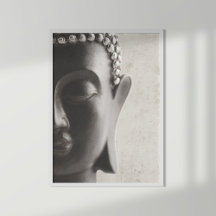 Svarta och vita Buddha Ansikte Poster