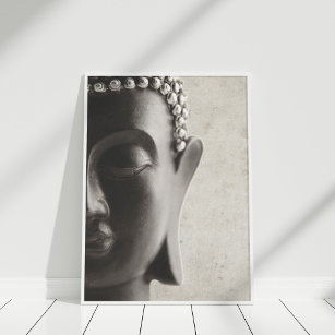 Svarta och vita Buddha Ansikte Poster