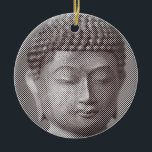 Svarta och vita Buddha Ansikte-statyn, bildad av L Julgransprydnad Keramik<br><div class="desc">Ansikte i Siddhartha Gautama,  Buddha,  med karven verkan. Bild som bildas av linjer med variabel bredd. En idé för människor som är konst och andlighet i kärlek.</div>