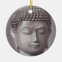 Svarta och vita Buddha Ansikte-statyn, bildad av L